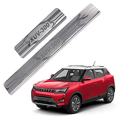 Image of GFX Car Door Sill Guard - Stainless Steel, Protects Painted Edges from Scuffs or Scratches Compatible with Xuv 300 Set of 4Pcs (After-Market) Model - 2019 Onwards