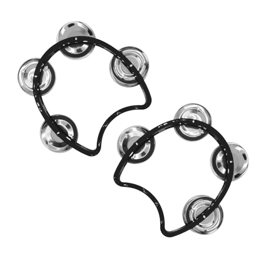 CashBeat 2-Pack Mini Tambourines, Half Moon Handheld with Jingle Bells