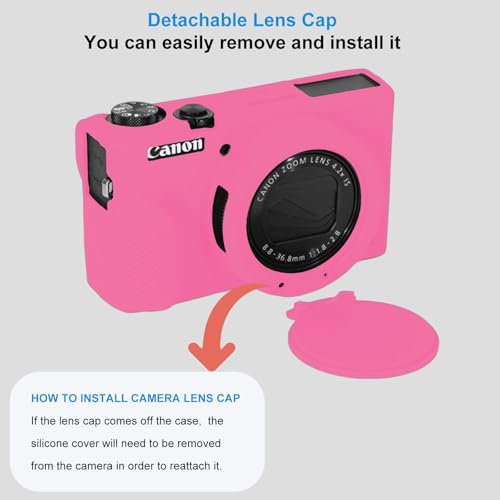 Funda para cámara Canon G7X Mark III de silicona rosa miniatura 5
