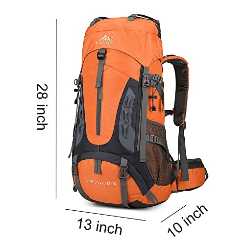 Dadayiyo 70L Large Capacity Waterproof Ultralight Hiking Backpack ,Outdoor Sport Travel Daypack For Climbing Camping (Orange), 27.6*13*9.4 Inch (2201) #TOP1
