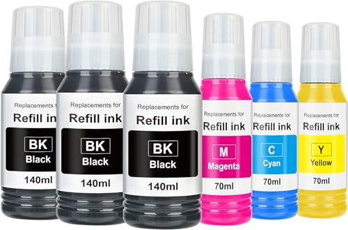 EaseFusion Replacement for Epson 502 Ink Refill Bottles(3BK,CMY-6 Packs)