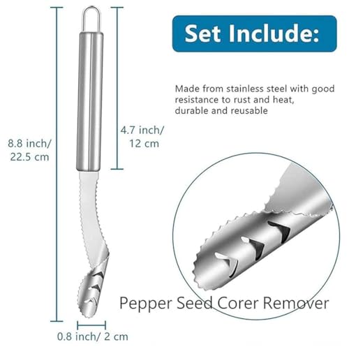 Image of Stainless Steel Julienne Vegetable Peeler Multi-Functional Fruit & Veggie Shredder Slicer and Grater for Potatoes, Carrots, Cucumbers (Seed Corer Remover Tool)