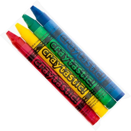 Craytastic! 48 Bulk Crayons (12 Sets of 4 Packs) - Bulk pack of Crayons for Classroom Kids Party Favors Travel Crayon Packs Non Toxic - Individually Wrapped