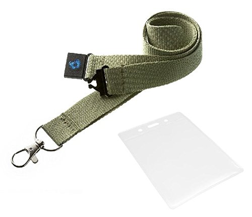 PAC Supplies Global Ltd 20mm Lanyard with safety break away and vertical clear plastic ID card holder (Olive)