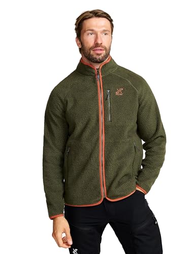 RevolutionRace Canyon Full-Zip Pile Fleece für Herren, Outdoor Fleecejacken perfekt für Wanderungen und Outdoor-Abenteuer, Forest Night/Rusty Orange, L