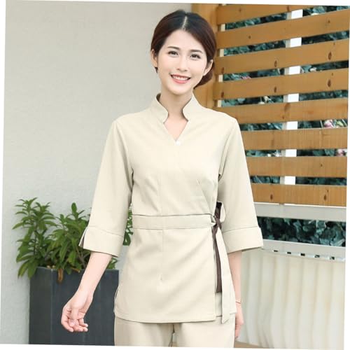 Ensemble d'esthéticienne beige haut de gamme en coton fin UPKOCH M