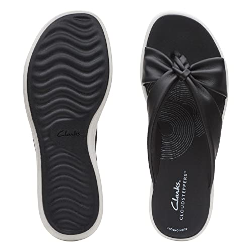 Clarks Drift Ave Wedge Sandal, Black Synthetic, 8 Medium #TOP3