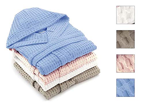 Confezioni Giuliana Peignoir avec capuche 100 % coton Nido D 'Ape Grande homme femme unisexe taille S (bleu) Cover