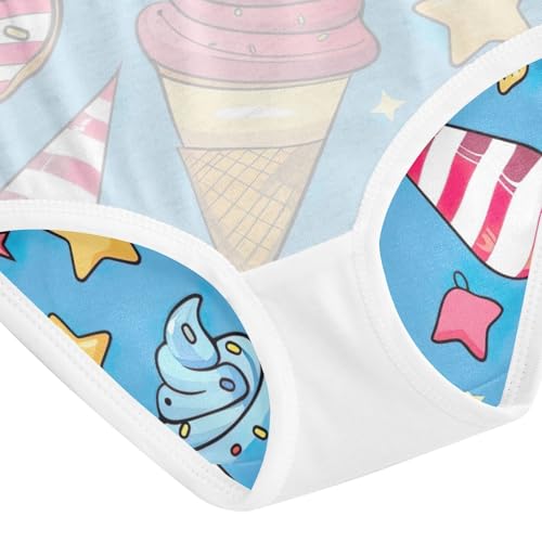 Girls Panties, Cute Ice Cream Donut Blue Toddler Girl Panties, Girls Underwear Cotton, 2T–8 Years4