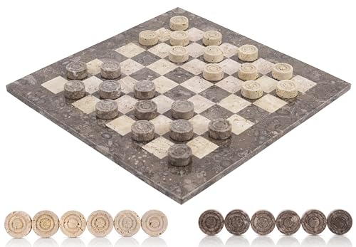 SPESHSTONES Marble Checkers Set, 15'' Board Games for Adults
