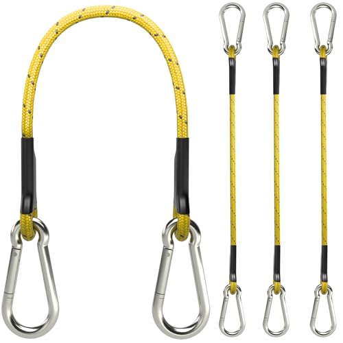 sprookber 18 Inch Bungee Cords with Stainless Steel Carabiner, Heavy Duty Strong Bungee Cords for Camping, Tarps, Bike Rack, Hand Carts etc, Set of 4