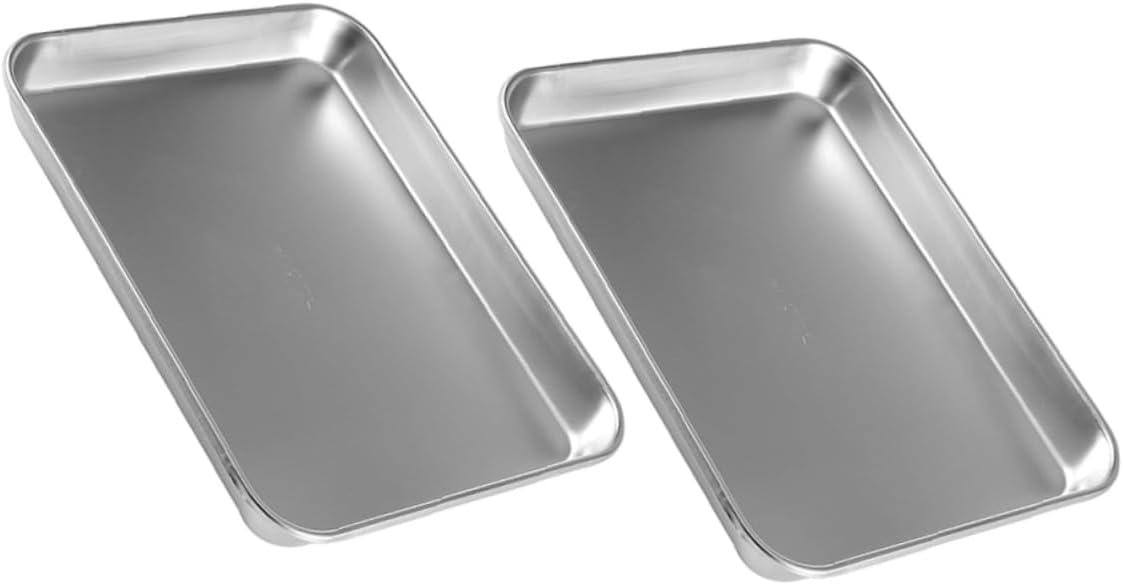 2pcs Flat Stainless Steel Tray Organizing Trays for Instruments for Facilities and Labs