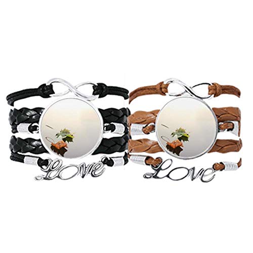 Bracelet en cuir avec motif végétal de feuilles un cadeau d'anniversaire original