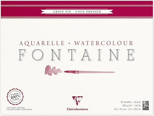 Papier Aquarelle Clairefontaine 300g - Bloc 25 Feuilles 36x48cm