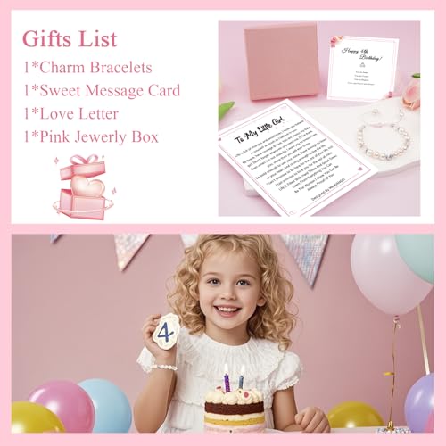 Image of Birthday Gifts for Girls Bracelets, Beaded Bracelets as 1 3 4 5 6 7 8 9 10 11 Year Old Girl Birthday Girls Presents, Adjustable Pearl Bracelet with Letter as Birthdays Girl for Daughter Niece