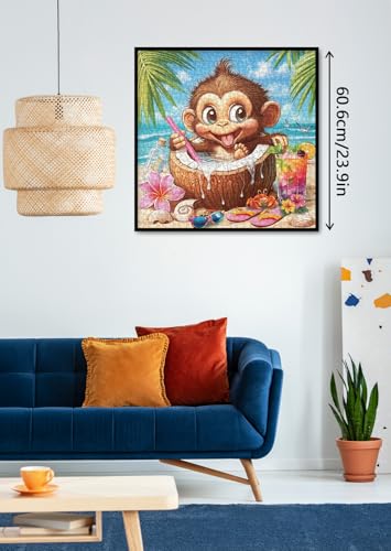 Funny Monkey Puzzles for Adults 1000 Pieces Nature, Sun Beach Coconut Vacation Jigsaw Puzzles, Impossible Hard Difficult Challenging Aesthetic Puzzle - Image 6