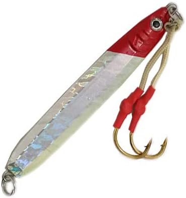 Knife Jigs 5.25oz, Model LF41, Red/Silver, 10 Pcs for Vertical Jigging, Fast-Fall Design, Ideal for Saltwater Fishing and Targeting Tuna, Snapper, and Grouper