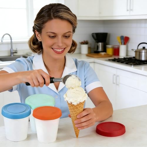 YQMYXG 6 Pack 8 Oz Ice Cream Containers for Homemade, Ice Cream Containers with Silicone Lids Leak-Free, Reusable Ice Cream Storage Containers for Freezer Chocolate Sorbet by YQMYXG - Used condition - Image 8