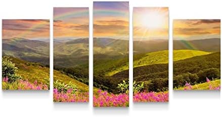 Glass Wall Art Startonight Acrylic Decor Daydream Sun, Rainbow and Beautiful Nature Set of 5 Total 90 x 180 CM