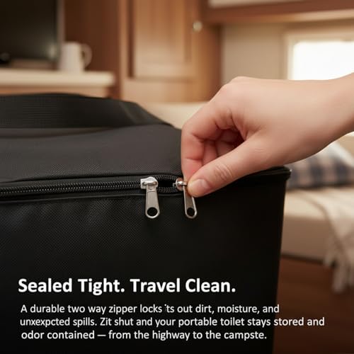 Voyboced Portable Toilet Storage Bag, Heavy Duty Double-Layer Nylon Carry Case for 5.3 Gallon Porta Potty, Waterproof Camping Toilet Cover,Black - Image 5