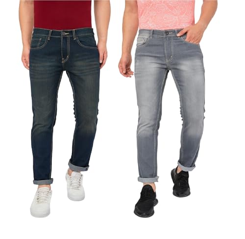 Image of Ben Martin Men's Slim Fit Mid Rise Pack of 2 Stretchable Casusal Denim Combo Jeans Pant, CMB-AU24