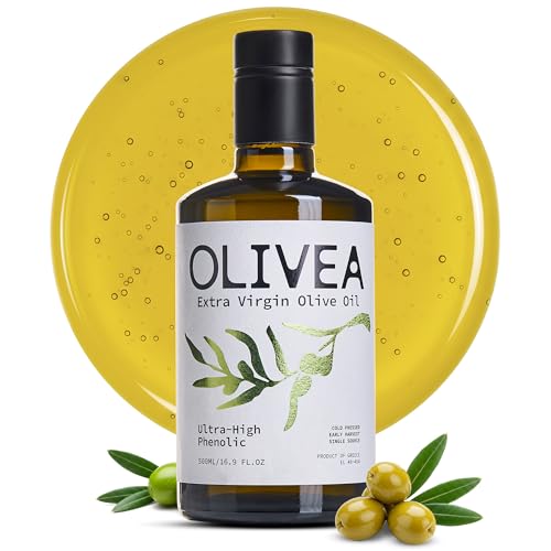 OLIVEA - Ultra High Phenolic Olive Oil – 800+ mg/kg Polyphenols | Organic EVOO from Greece | Cold-Pressed Koroneiki | Rich in Hydroxytyrosol for Heart, Brain & Longevity | Early Harvest | 500ml (16.9 oz)