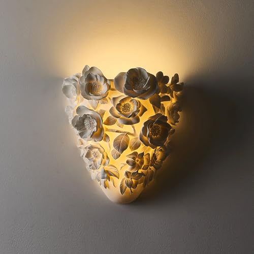 Romantic Floral Wall Sconce White Resin Wall Fixture LED 3