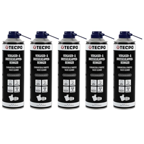 TECPO Limpiador de carburadores y válvulas de mariposa, 5 x 500 ml, disolvente AGR, limpiador de válvulas de carburador, inyectores, limpiador de boquillas