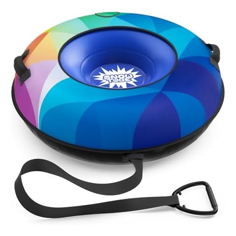 Snow Tube Sled, Snow Tubes for Sledding Heavy Duty with Premium Canvas Cover, 48" Inflatable Snow Sled for Kids and Adult Fun Snow Toys Winter Outdoor Toys for Boys Girls Ideal Christmas Birthday Gift Cover