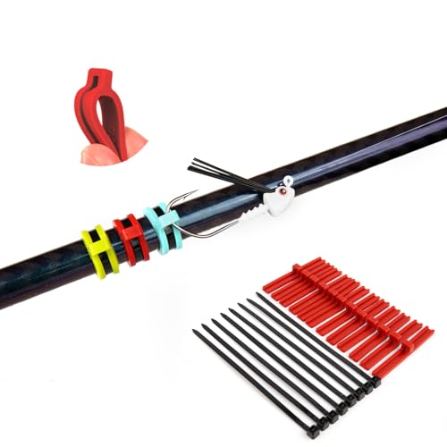 Universal Fishing Hook Keeper - Silicone Secure Holder for All Rods (Ultra Light to Sea), 12-Pack with Nylon Zip Ties