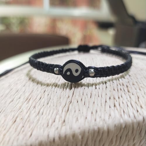 Moose546 Yin Yang Bracelet, Black Adjustable Cord, Bohemian Style, Unisex Adult, Cotton Material, Good Luck Symbol Jewelry by Moose546 - Used condition - Image 3