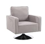 Henf Mid-Century Modern Accent Chair, Swivel Armchair with 360 Degree Swivel Silver Base for Living