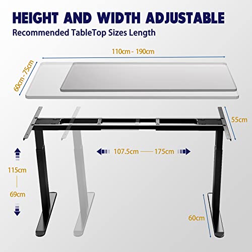 Image of AIMEZO Height Adjustable Standing Desk Frame, Electric Sit Stand Desk Table Frame with Dual Motors, Anti-ollision System, Preset Memory Keys (2 Stage, Black)