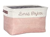 Paw Companion Aufbewahrungsbox Korb personalisiert mit Wunschname oder Wunschtext, Altrosa, für Spielzeug, Kleidung, Zubehör Hunde, Katzen, Haustiere, Kinder, zusammenfaltbar, 38 x 36 x24 cm