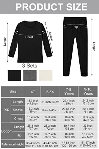 Resinta 3 Sets Boys Waffle Thermal Underwear Set Soft Winter Waffle Thermal Top And Bottom Long Johns Cotton Base Layer #TOP1