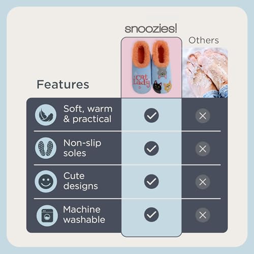 Snoozies Cat Slipper Socks for Women, Funny Cat Gifts and House Slippers Soft Non-Slip, Sherpa Lining, Indoor Cute Slippers|CLADY-M - Thumbnail 4