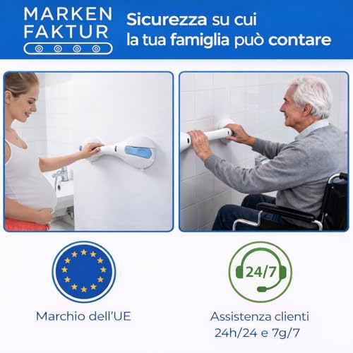 Maniglione Doccia A Ventosa Senza Fori – Maniglia Doccia Antiscivolo Fino A 120 Kg – Maniglione Bagno 44 Cm Per Doccia E Vasca – Ausilio Sicurezza Per Anziani, Bambini E Persone Con Mobilità Ridotta - 7