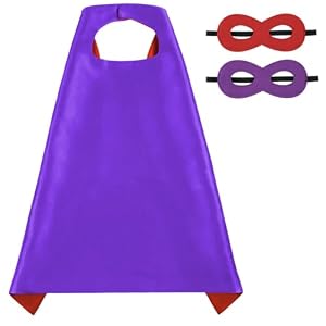 AUYAO Superheld Cape Kid 2Pcs Kurzer Doppelseitiges Umhang B-Lila + Hellrot