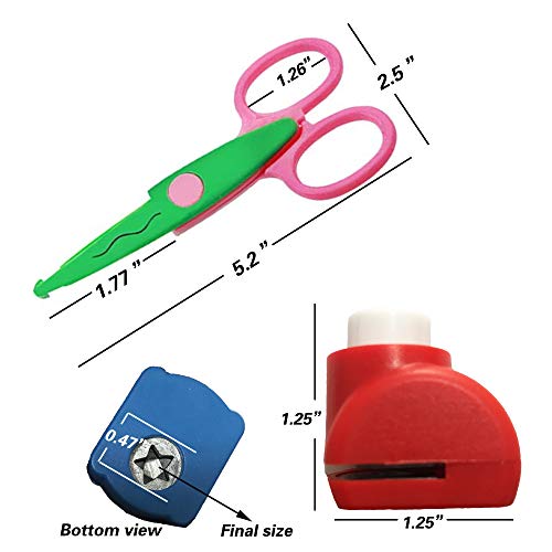14Pcs Creative Scissors & Craft Punch, 6 Different Patterns Edging Scissors + Paper Punch For Teachers Kids Diy Photo Scrapbooking Album - Colorful #TOP1