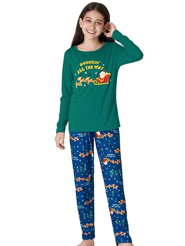 Image of Beezizac Girls Pajamas Cute Print Short /Long Sleeve Pants Set Size 6-18