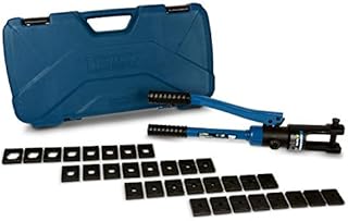 TEMCo Industrial Hydraulic Cable Lug Crimper TH0005 V2.0 (11 US TON) 10 AWG to 600 MCM Electrical Terminal Cable Wire Tool Kit with 32 Die Sets