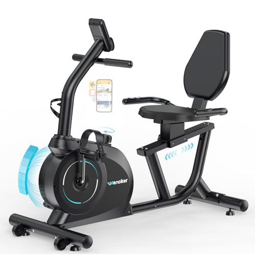 Wenoker Recumbent Exercise Bike for Home Use, Quiet Magnetic Recumbent Stationary Bike with App Connectivity, 16-Level Resistance, Adjustable Seat, LCD Monitor for Adults & Seniors by Wenoker - Used condition - CA$212.47