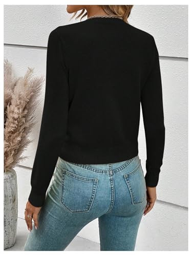 Image of Verdusa Women's Button Down Lightweight Cardigan Sweaters Old Money Long Sleeve Fitted Knit Tops Spring Fall Outfits