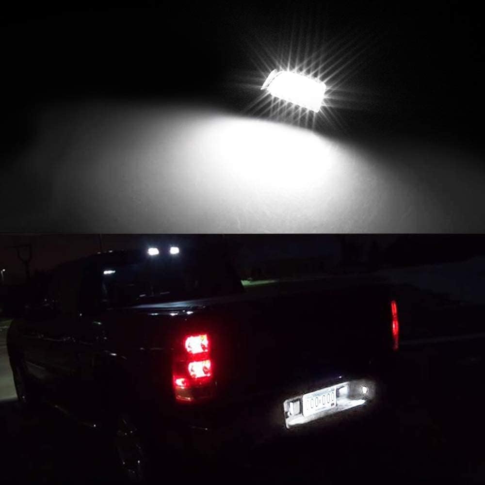 MOFORKIT LED License Plate Light Chrome Lens White Compatible with 1999 to 2013 Chevy Silverado 1500 2500 3500 GMC Sierra Suburban Avalanche Traverse Tahoe Yukon