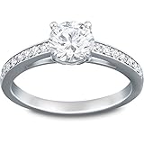 Swarovski Attract Round Ring, Rhodinierter Damenring mit Funkelnden Swarovski Kristallen