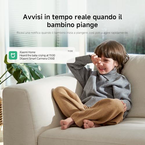 Xiaomi Smart Camera C100 (Videocamera Di Sorveglianza), Fotocamera Da 3MP, Colore In Condizioni Di Luce Estremamente Scarse, Chiamata Vocale Bidirezionale, Wi-Fi 6 E Bluetooth - 8
