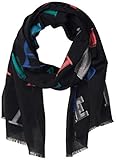 Rechteckiger Schal Emporio Armani Damen Cotton-Blend Scarf with Logo Detail Modischer Schal, schwarz, Einheitsgröße