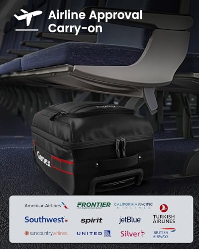 Gonex Waterproof Underseat Carry on Luggage with Wheels, 16 inch PVC Small Wheeled Travel Luggage for Airline, Rolling Overnight Weekender Suitcase for Men Women 30L, Black3