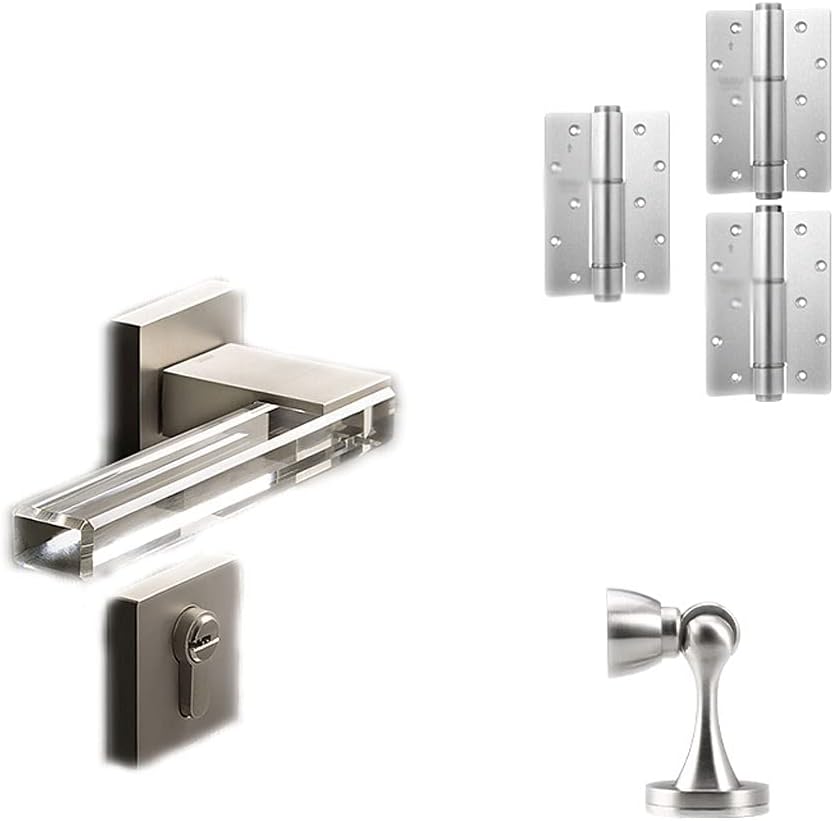 Door Knob Lever Crystal Door Lock Door Levers Indoor Silent Door Handle with Key for Bedroom Bathroom Study Office Cloakroom Door Lock with Handle (Color : Drawing Color Set B 35-50mm)