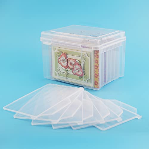 Greeting Card Storage & Organizer Box With 6 Coloful Removable Dividers For Holiday Birthday Get Well Cards Photos, Crafts, Scrapbooking, Paper, Stickers And More(Clear Set) #TOP3